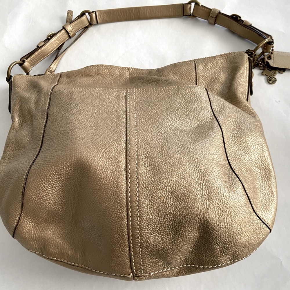 Coach gold metallic leather hobo